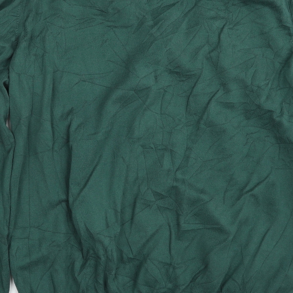 Zara Mens Green V-Neck  Cotton Pullover Jumper Size XL