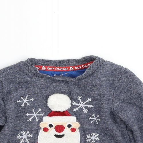 F&F Boys Blue  Cotton Pullover Sweatshirt Size 3-4 Years  Pullover - Christmas