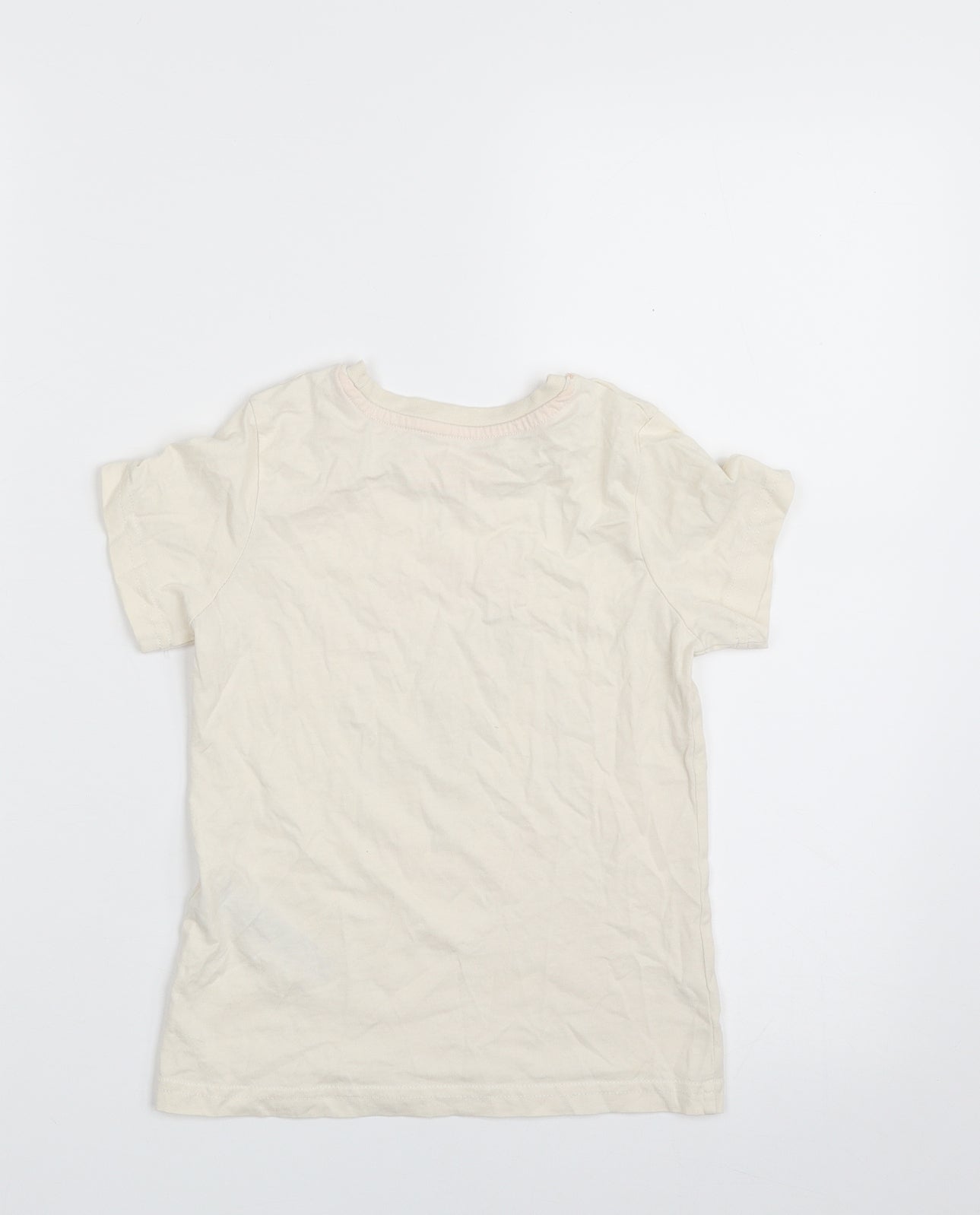 Primark Girls Beige  100% Cotton Pullover T-Shirt Size 6-7 Years Crew Neck Pullover - Love to Dance