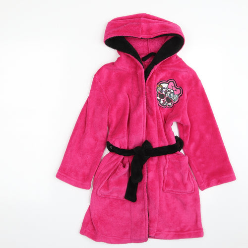 Monster High Girls Pink Solid 100% Polyester Top Robe Size 5 Years  Tie