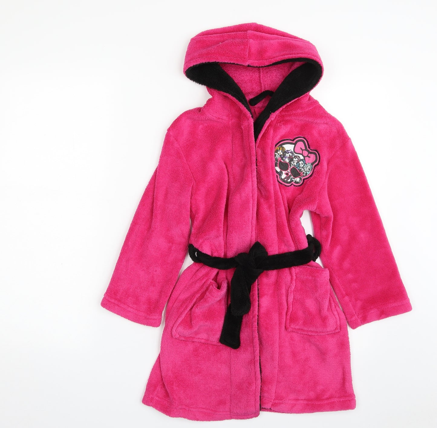 Monster High Girls Pink Solid 100% Polyester Top Robe Size 5 Years  Tie