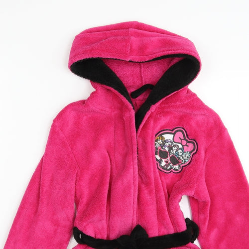 Monster High Girls Pink Solid 100% Polyester Top Robe Size 5 Years  Tie