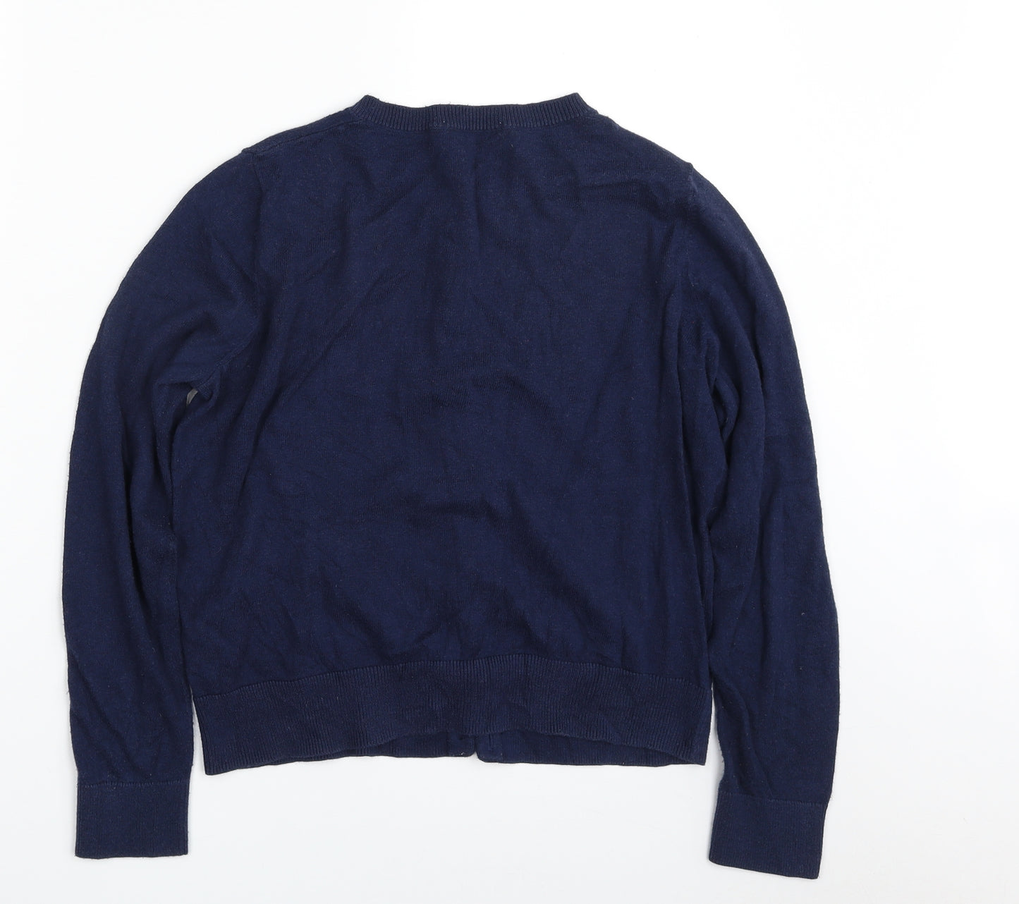 TU Womens Blue Round Neck  Cotton Cardigan Jumper Size 12