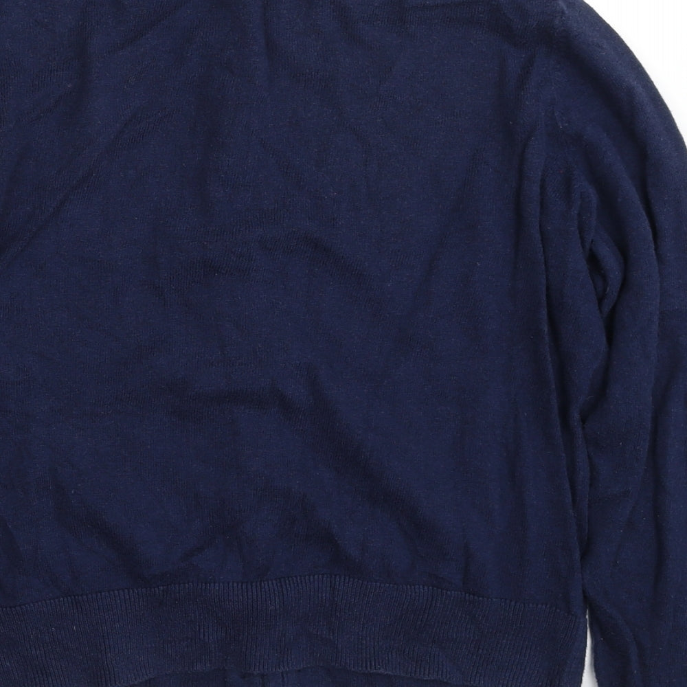 TU Womens Blue Round Neck  Cotton Cardigan Jumper Size 12