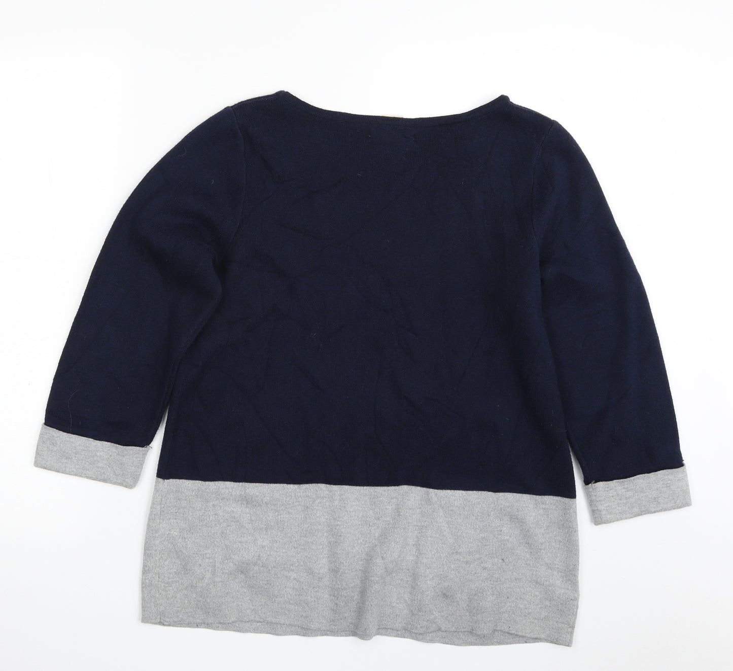 Christian Siriano Womens Blue Boat Neck  Cotton Tunic Jumper Size L