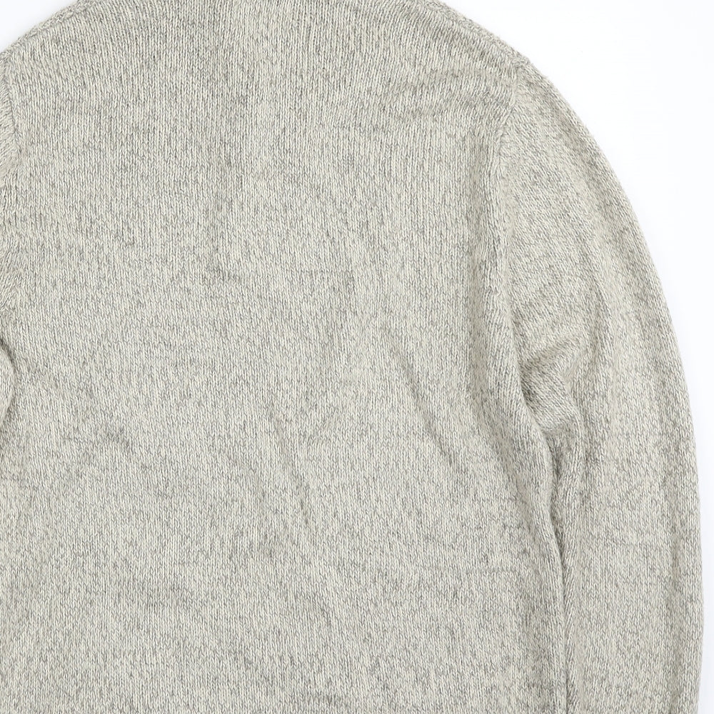 George Mens Beige Collared  Acrylic Pullover Jumper Size M