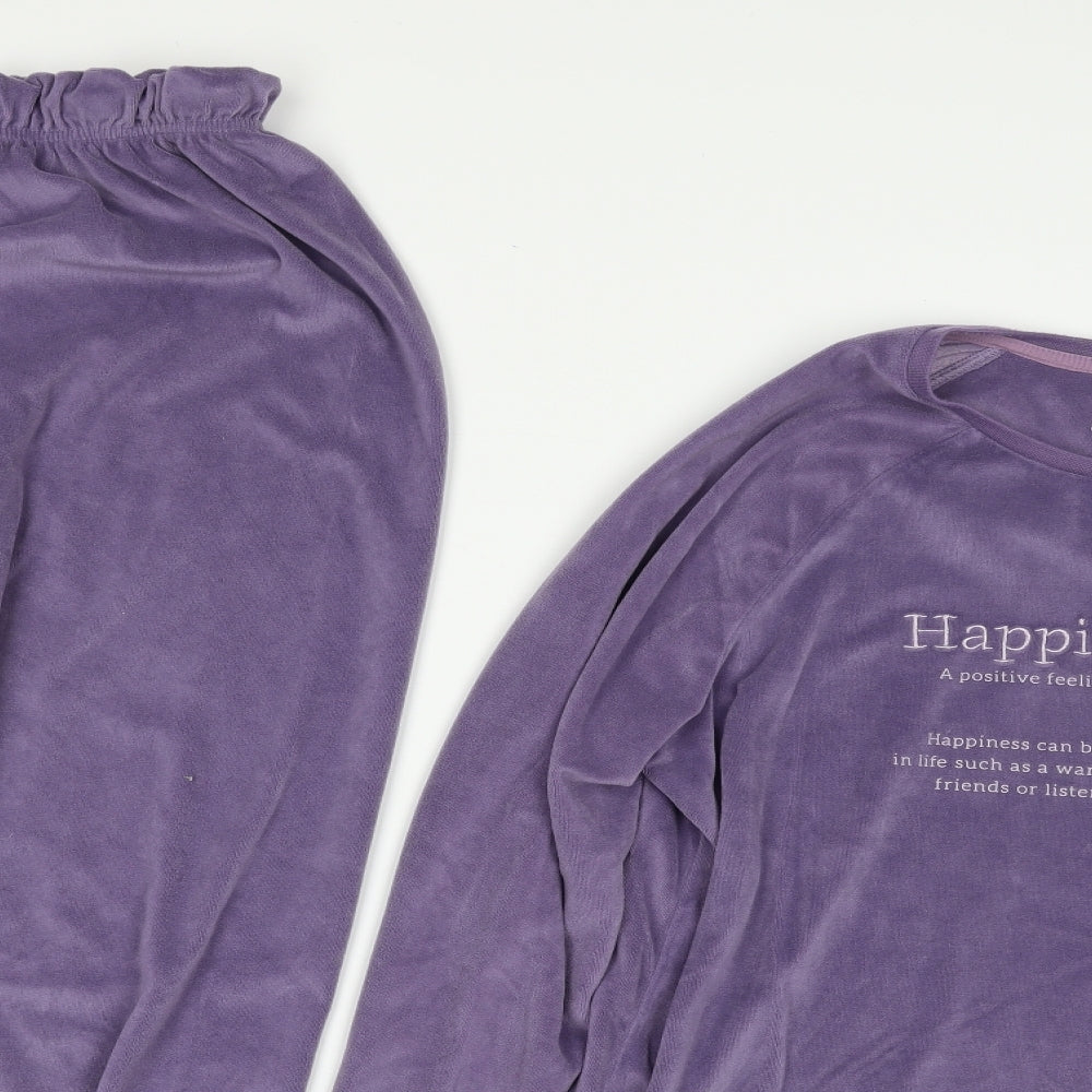Primark Womens Purple Solid Polyester Top Pyjama Set Size 10   - Happiness