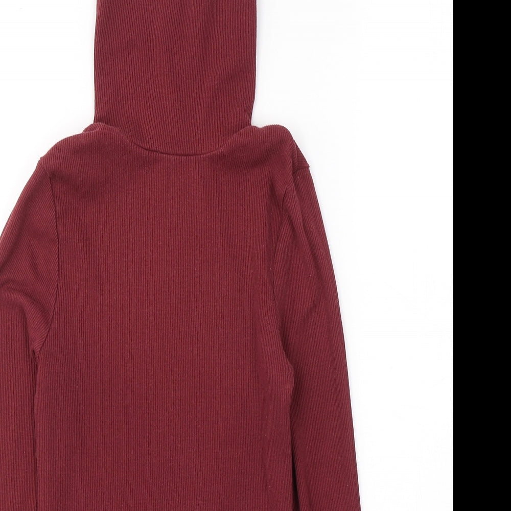 New Look Womens Red High Neck  Cotton Pullover Jumper Size 12