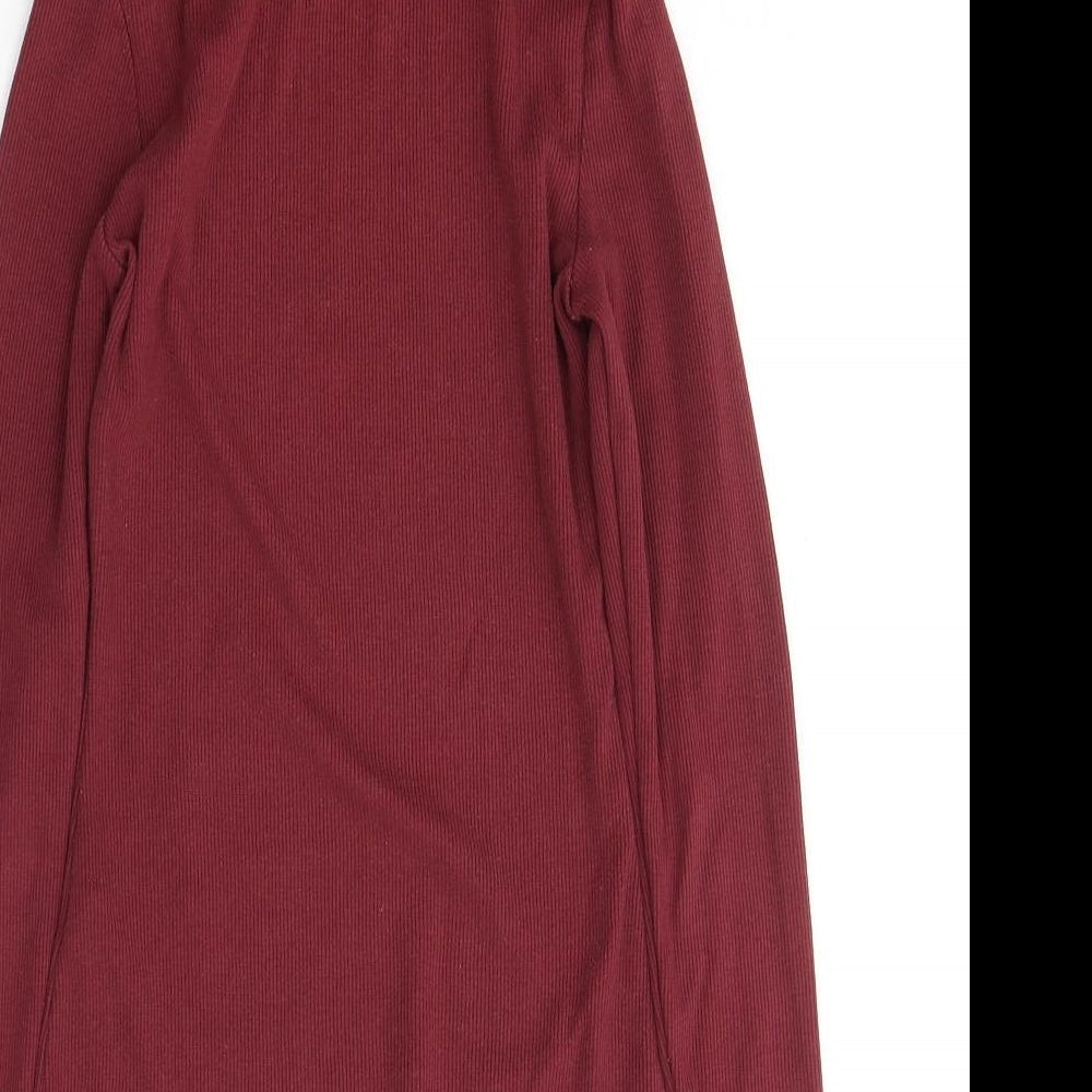 New Look Womens Red High Neck  Cotton Pullover Jumper Size 12