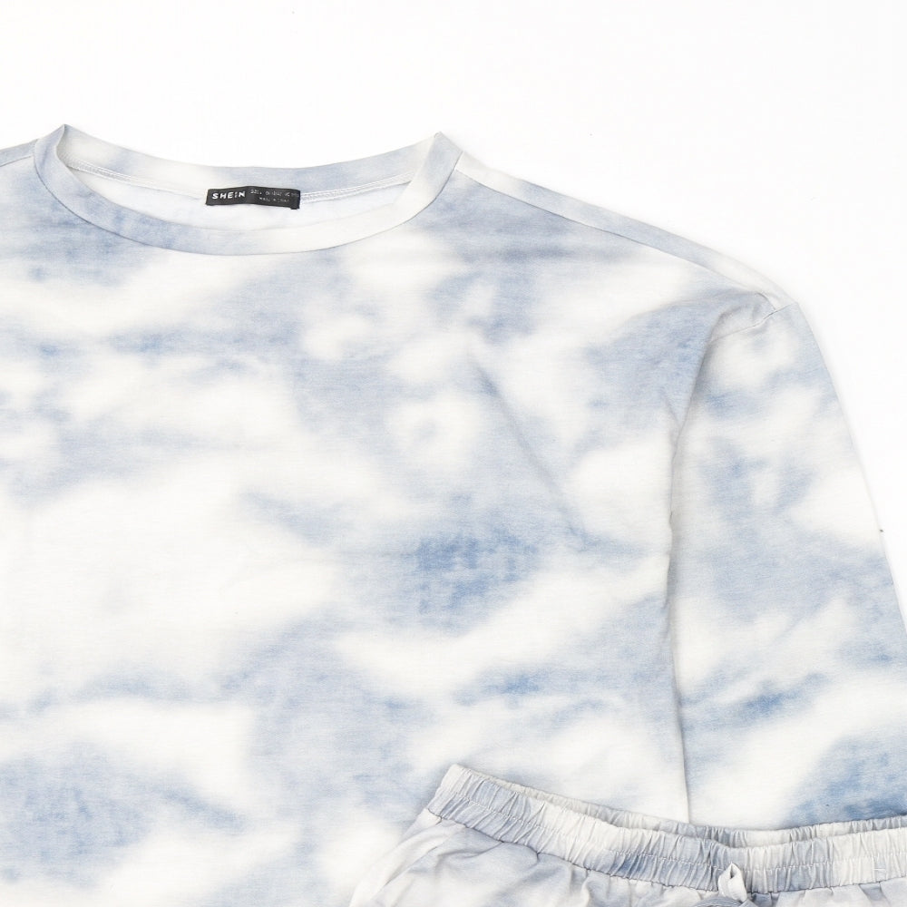 SheIn Womens Grey Plaid Polyester Capri Pyjama Set Size L   - TIE DYE