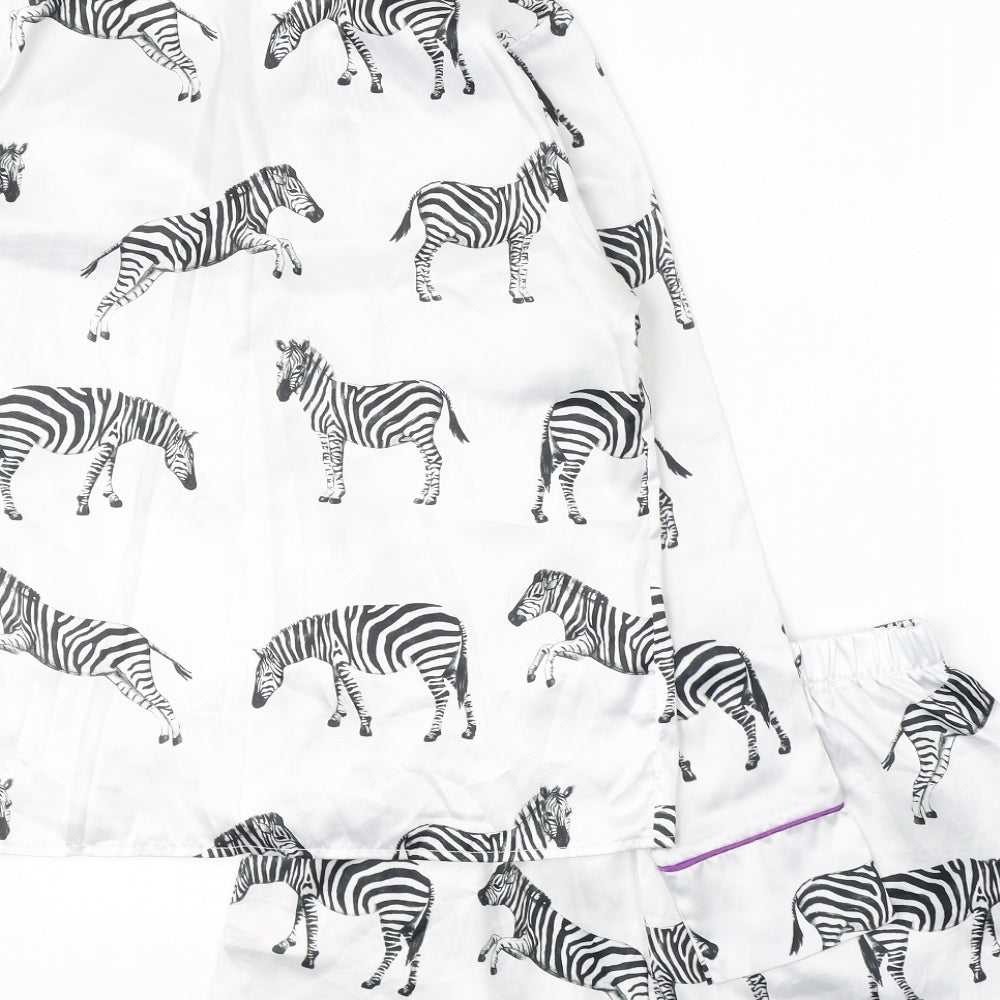 Boohoo Womens White  Polyester Capri Pyjama Set Size 12  Button