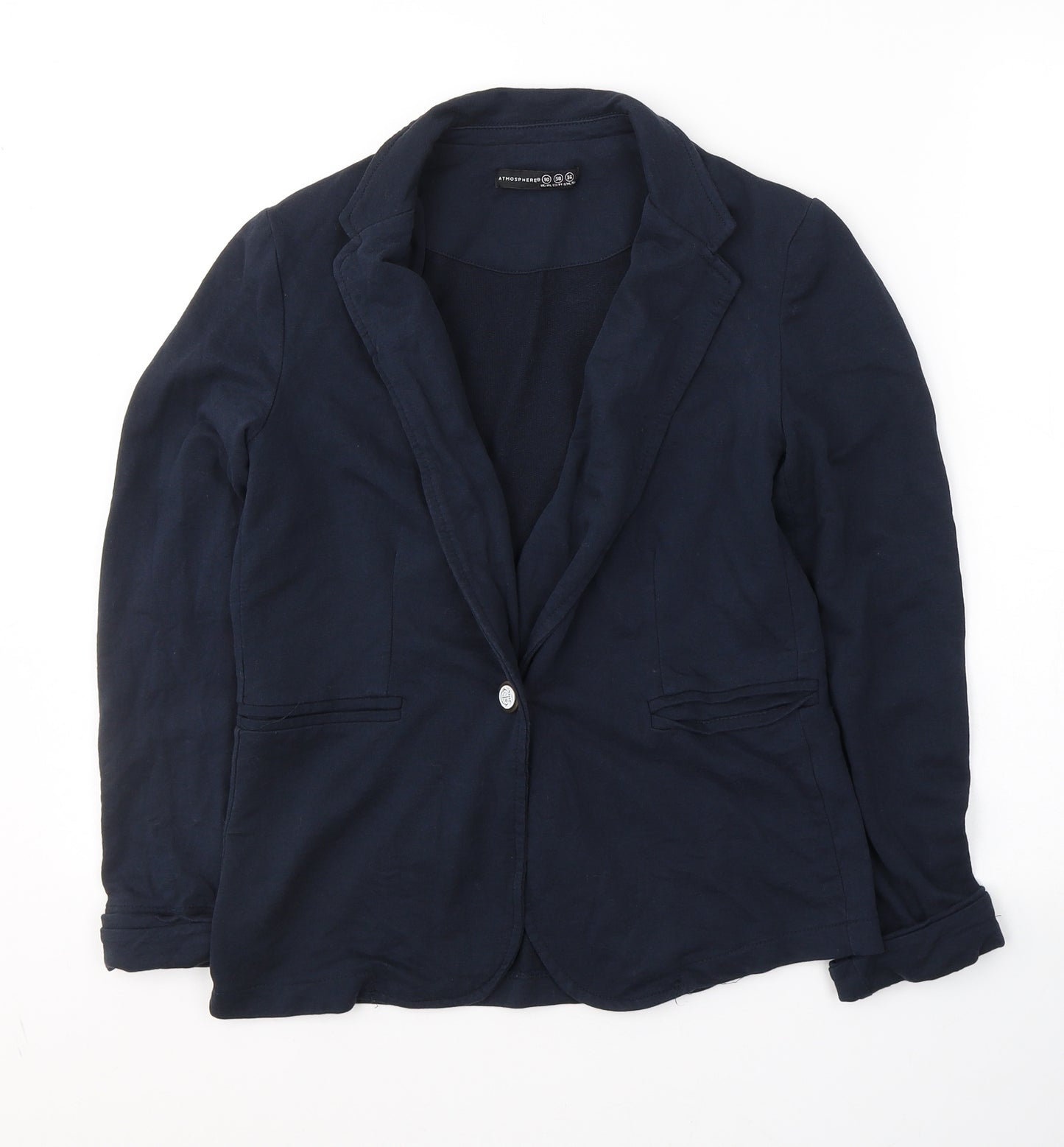 Atmosphere Womens Blue Collared  Cotton Cardigan Jumper Size 10