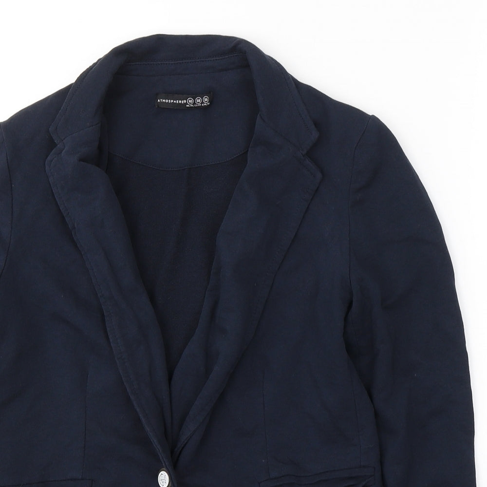 Atmosphere Womens Blue Collared  Cotton Cardigan Jumper Size 10