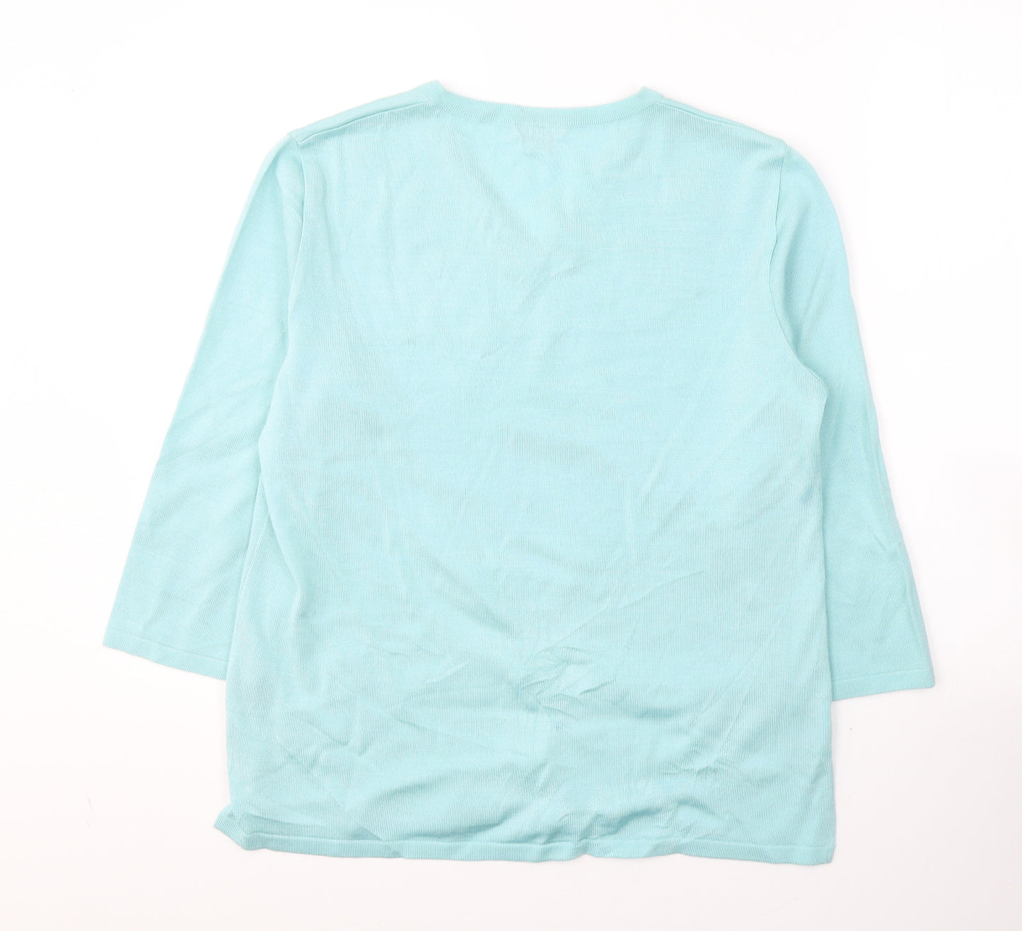 Triko Womens Blue V-Neck  Acrylic Pullover Jumper Size 14