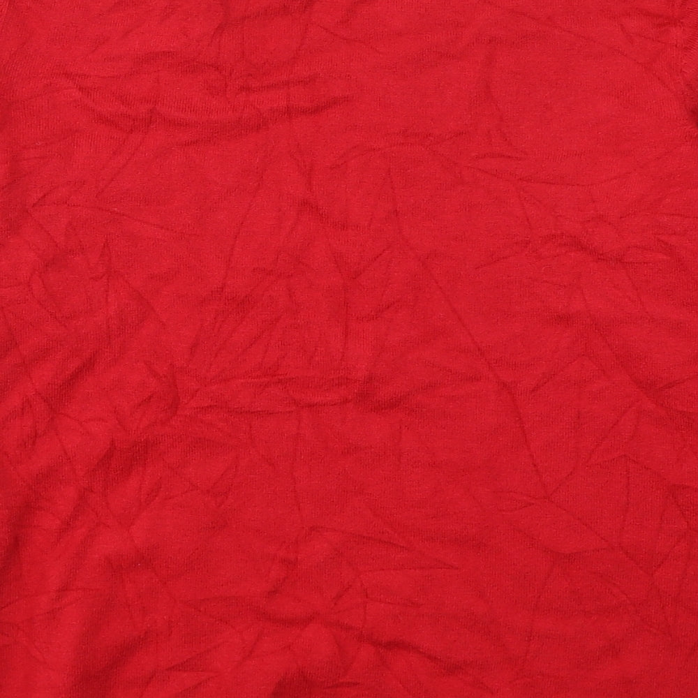 Bonmarché Womens Red Round Neck  Viscose Pullover Jumper Size 16
