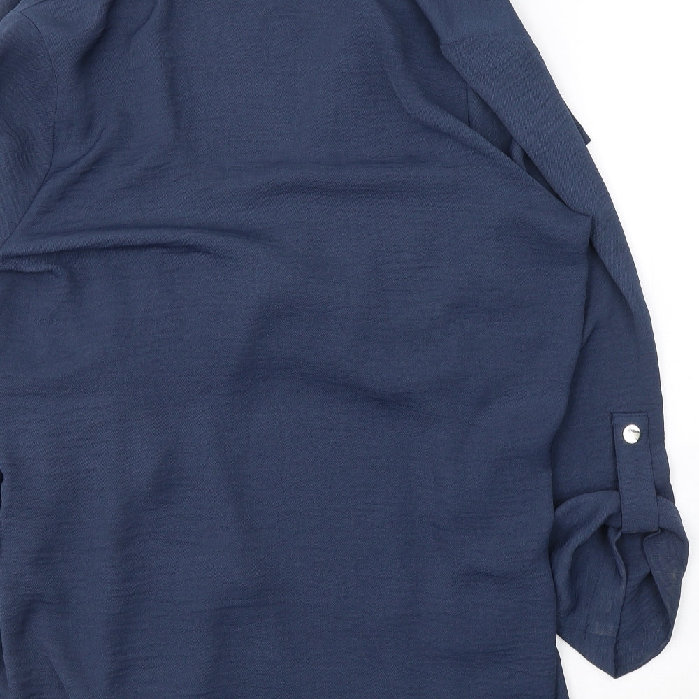 Dunnes Stores Womens Blue  Polyester Wrap Blouse Size M V-Neck