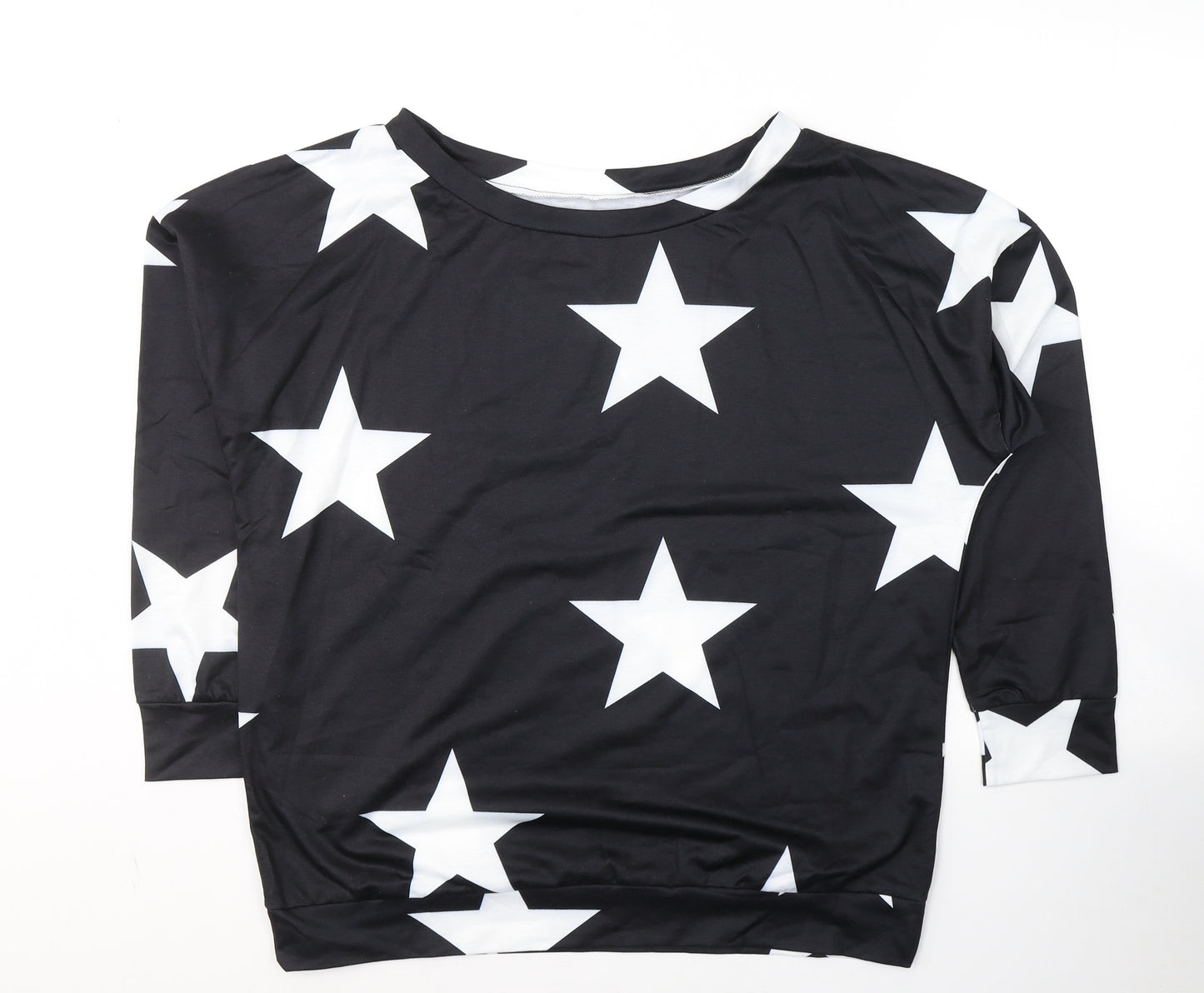 SheIn Womens Beige Round Neck Geometric Polyester Pullover Jumper Size L   - Stars