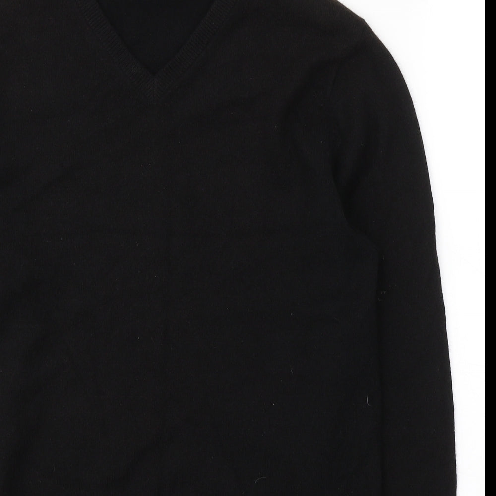 F&F Mens Black V-Neck  Acrylic Pullover Jumper Size M