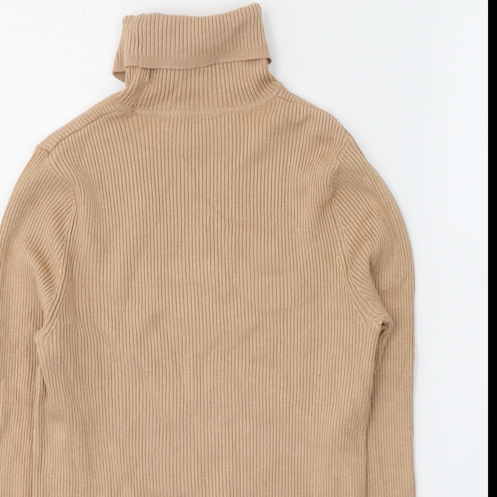 Marks and Spencer Womens Beige Roll Neck  Viscose Pullover Jumper Size 10