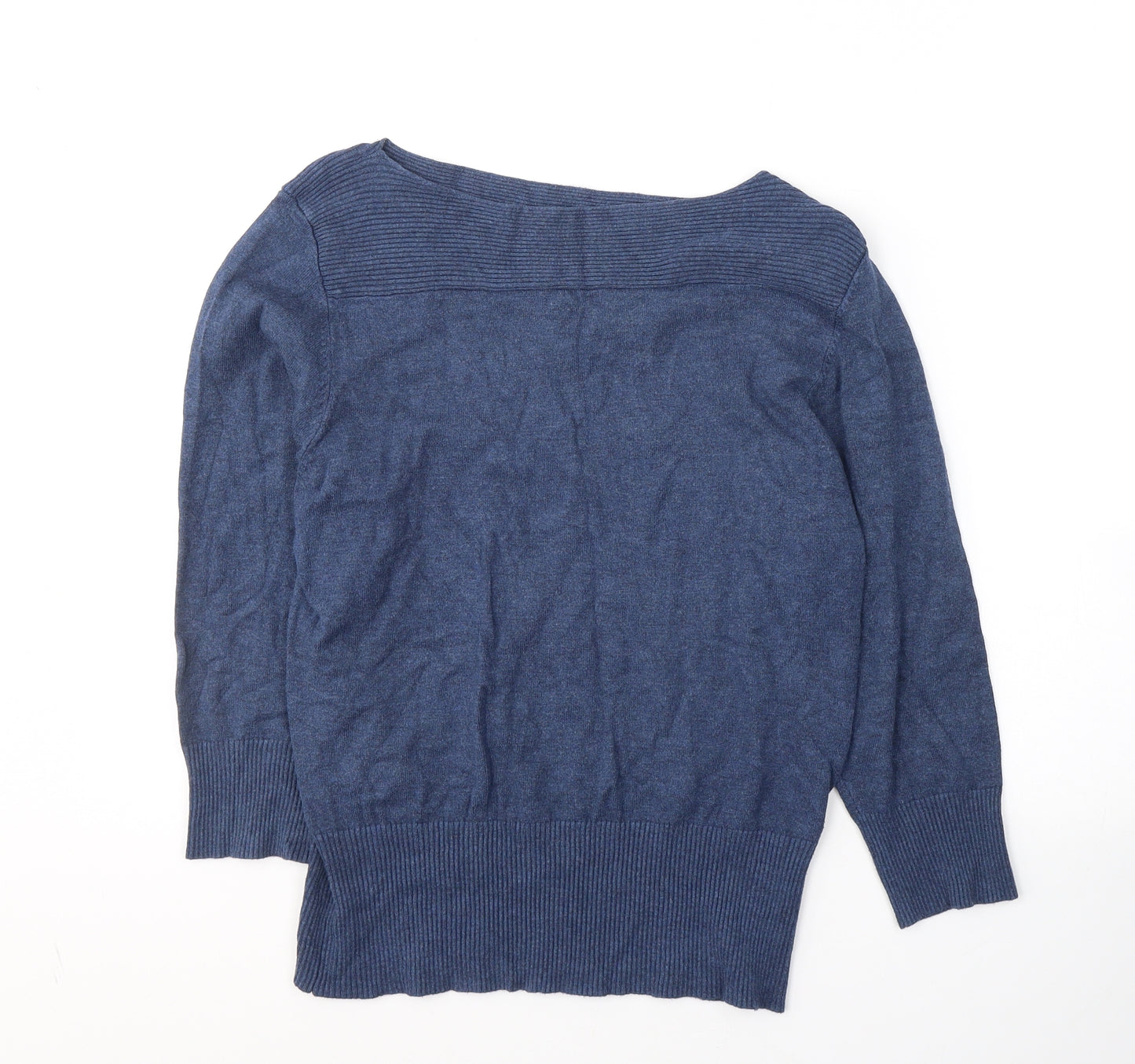 Roman Womens Blue Boat Neck  Viscose Pullover Jumper Size 14