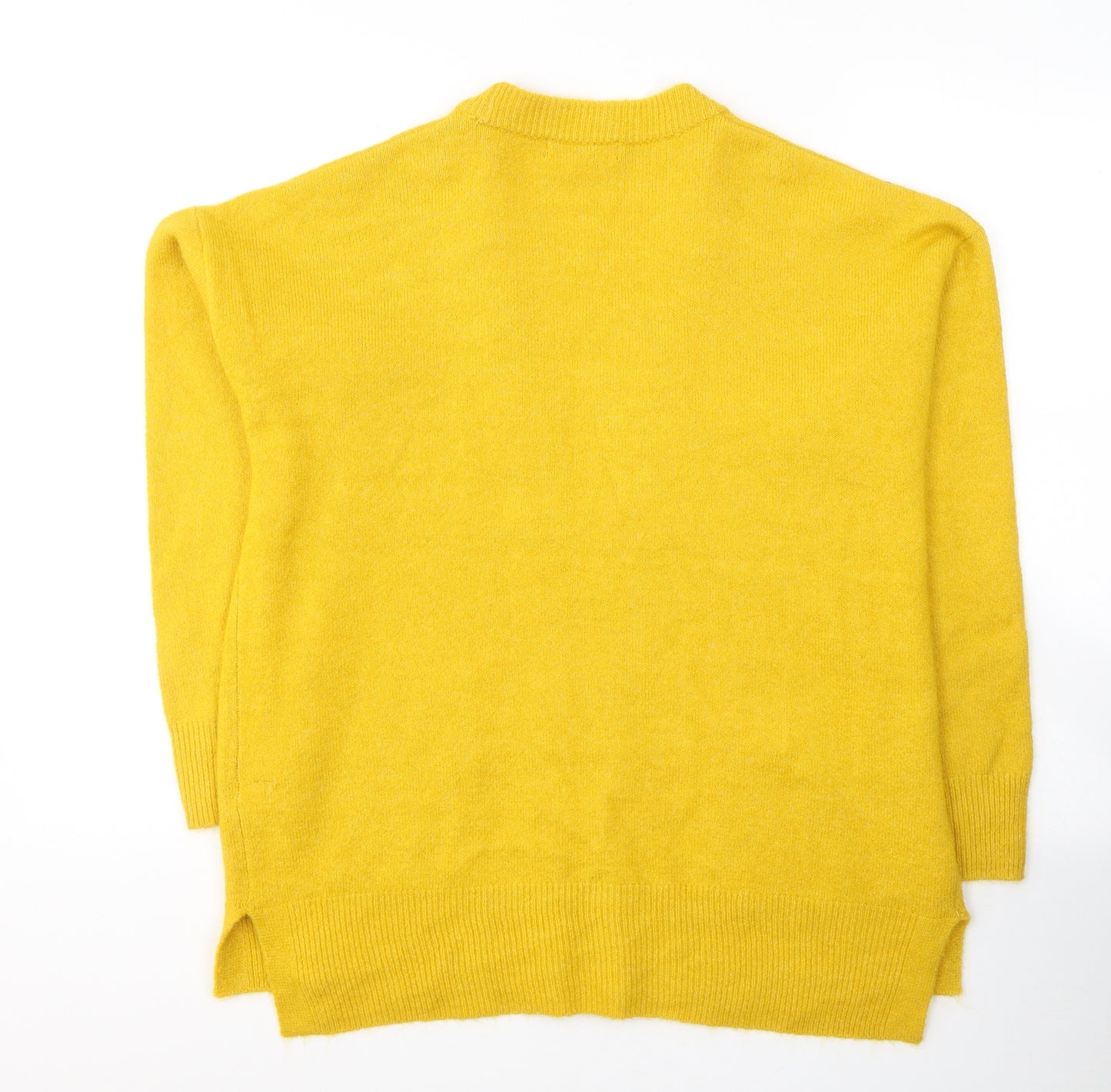 Nutmeg Womens Yellow V-Neck  Acrylic Cardigan Jumper Size 14