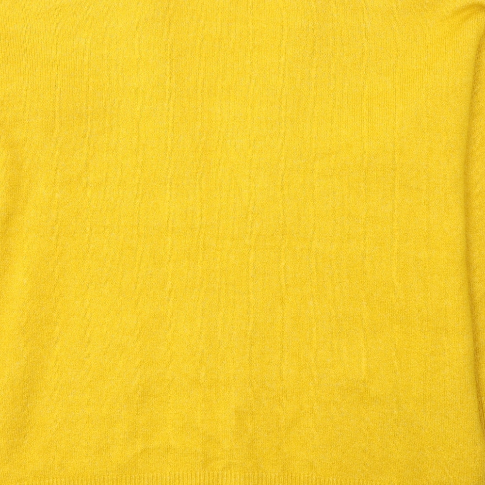 Nutmeg Womens Yellow V-Neck  Acrylic Cardigan Jumper Size 14