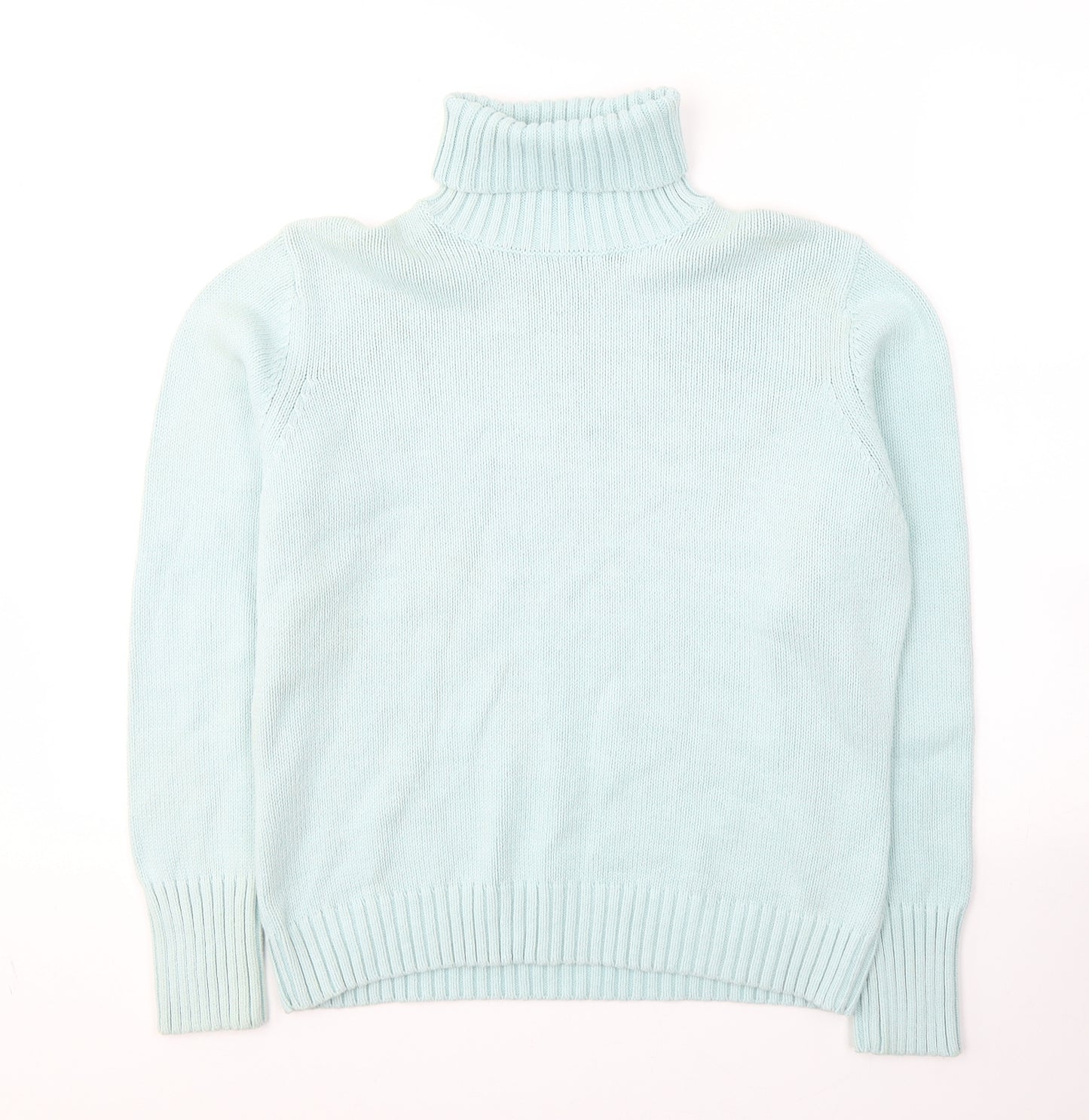 Marks and Spencer Womens Blue Roll Neck  Cotton Pullover Jumper Size 18