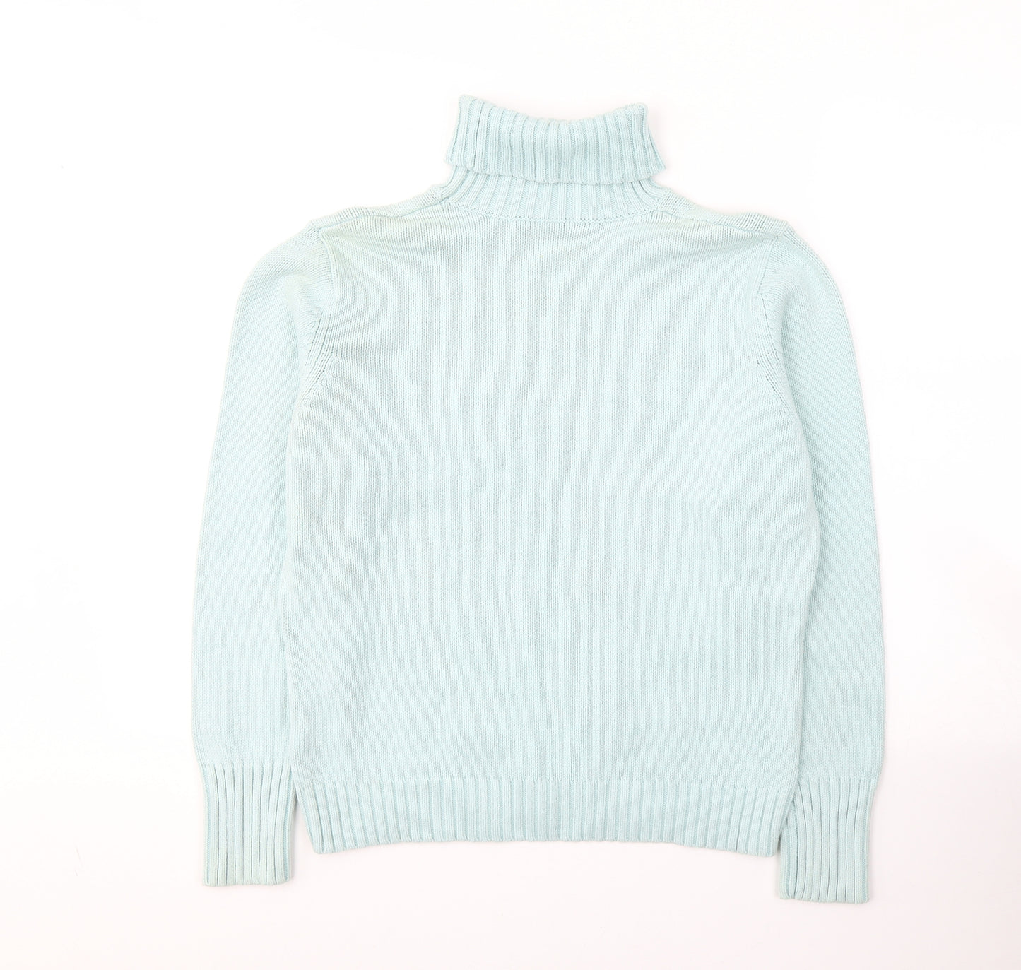 Marks and Spencer Womens Blue Roll Neck  Cotton Pullover Jumper Size 18