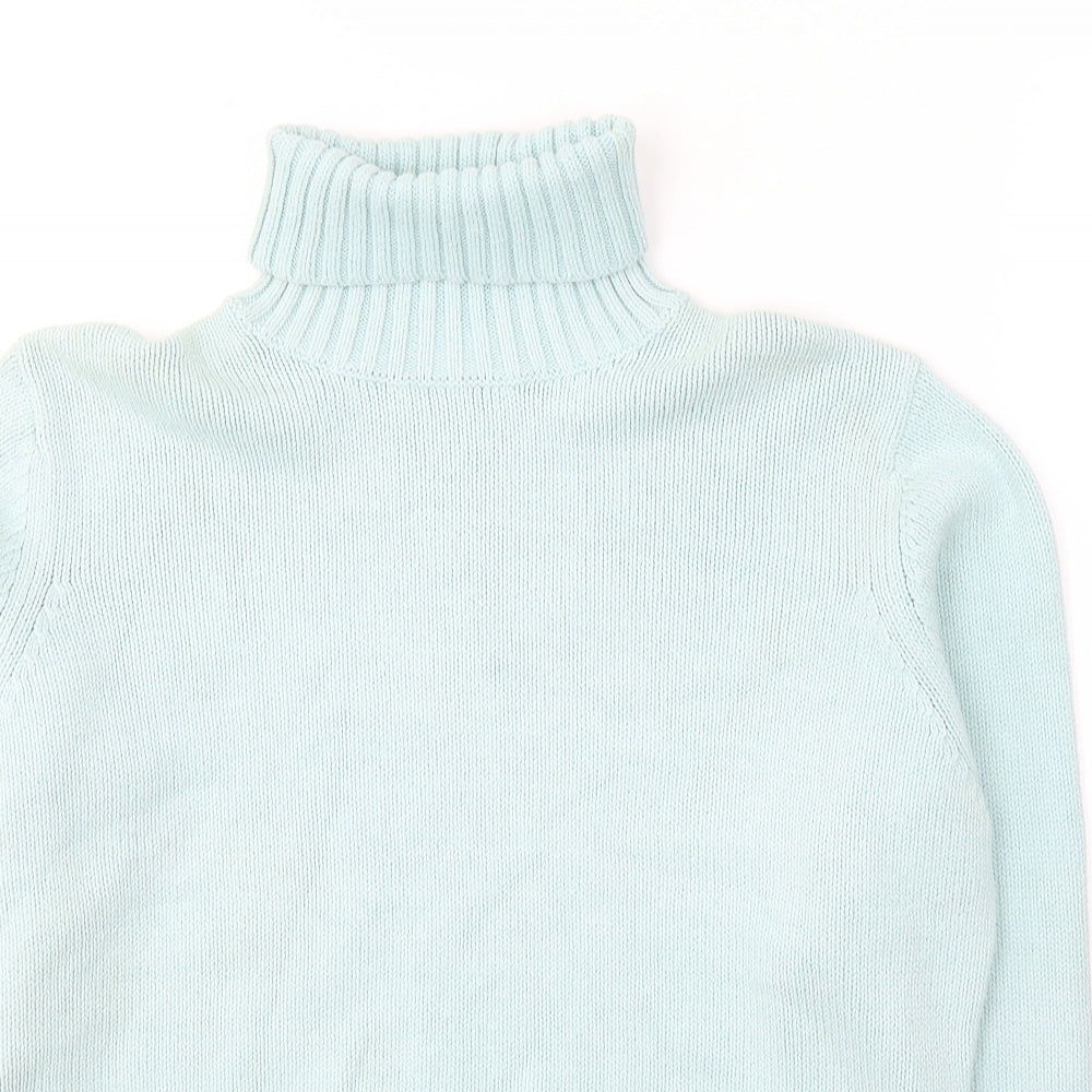 Marks and Spencer Womens Blue Roll Neck  Cotton Pullover Jumper Size 18