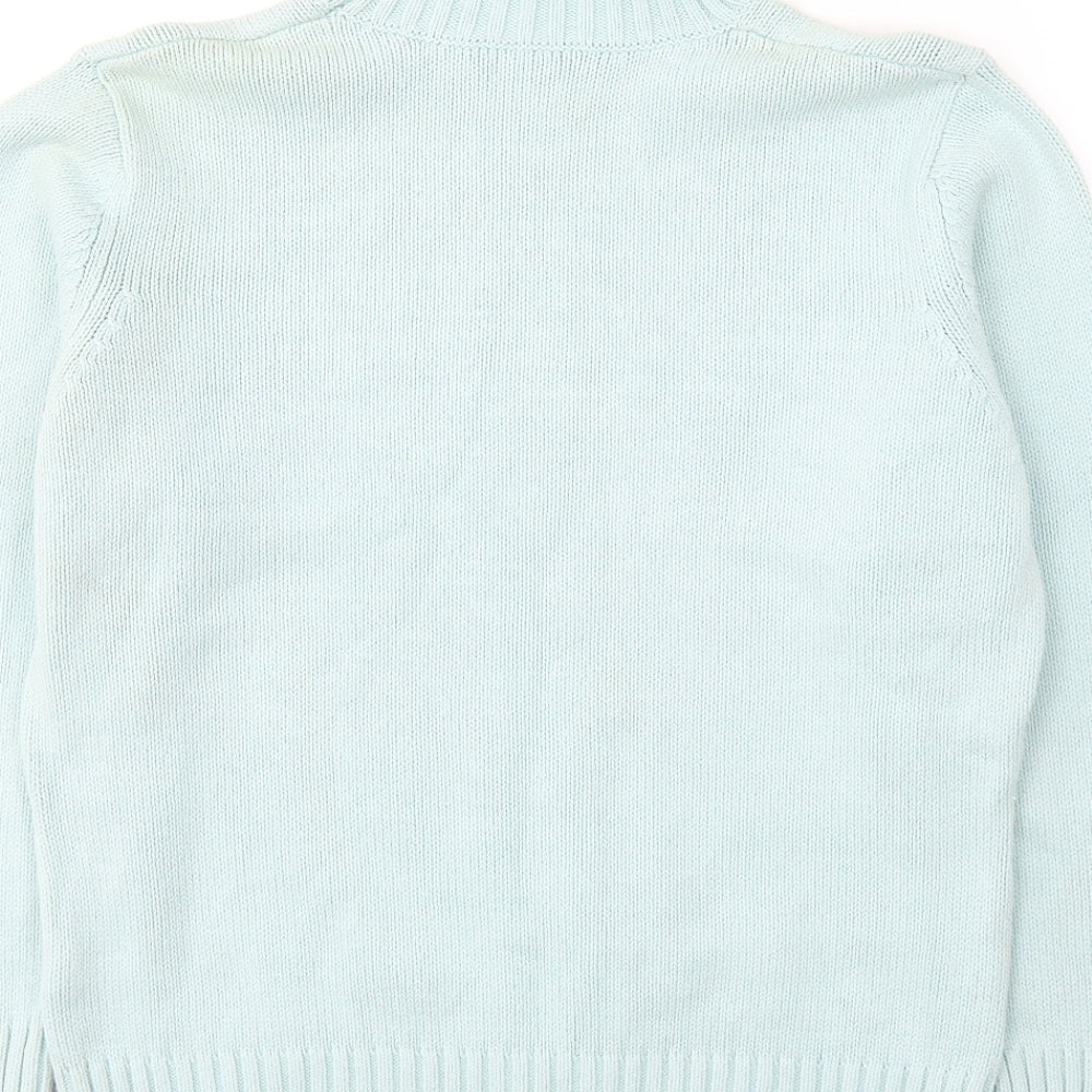Marks and Spencer Womens Blue Roll Neck  Cotton Pullover Jumper Size 18