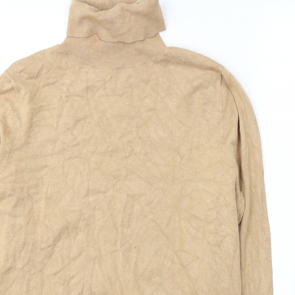 Dorothy Perkins Womens Beige Roll Neck  Viscose Pullover Jumper Size 14