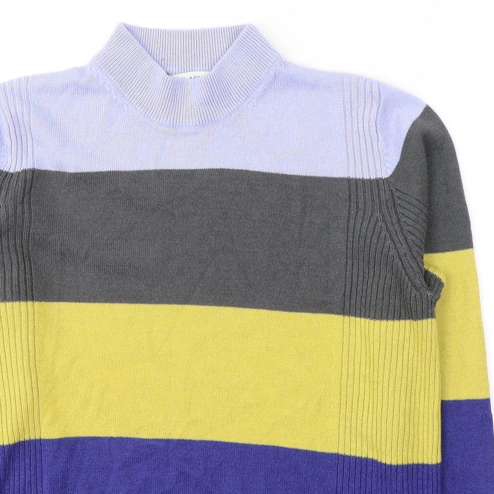 Marks and Spencer Womens Multicoloured Round Neck Striped Acrylic Pullover Jumper Size 14