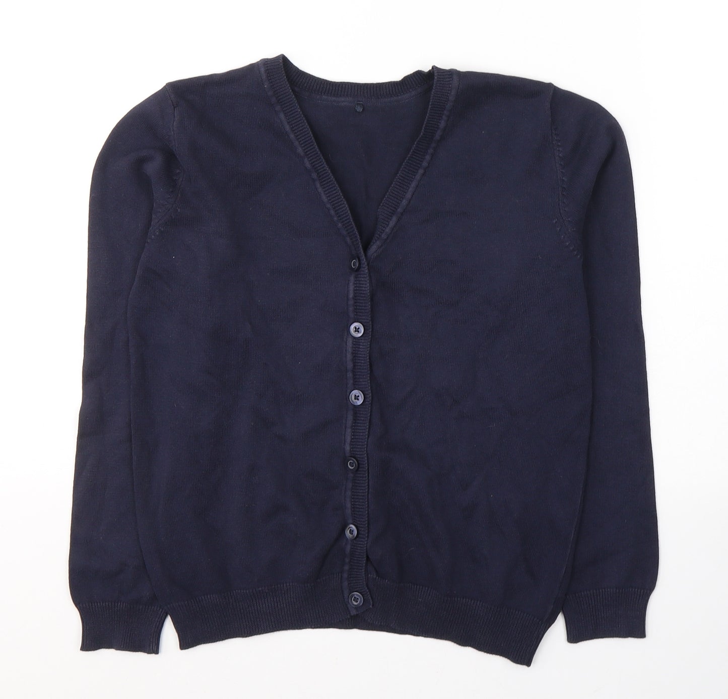 George Girls Blue V-Neck  Cotton Cardigan Jumper Size 9-10 Years  Button