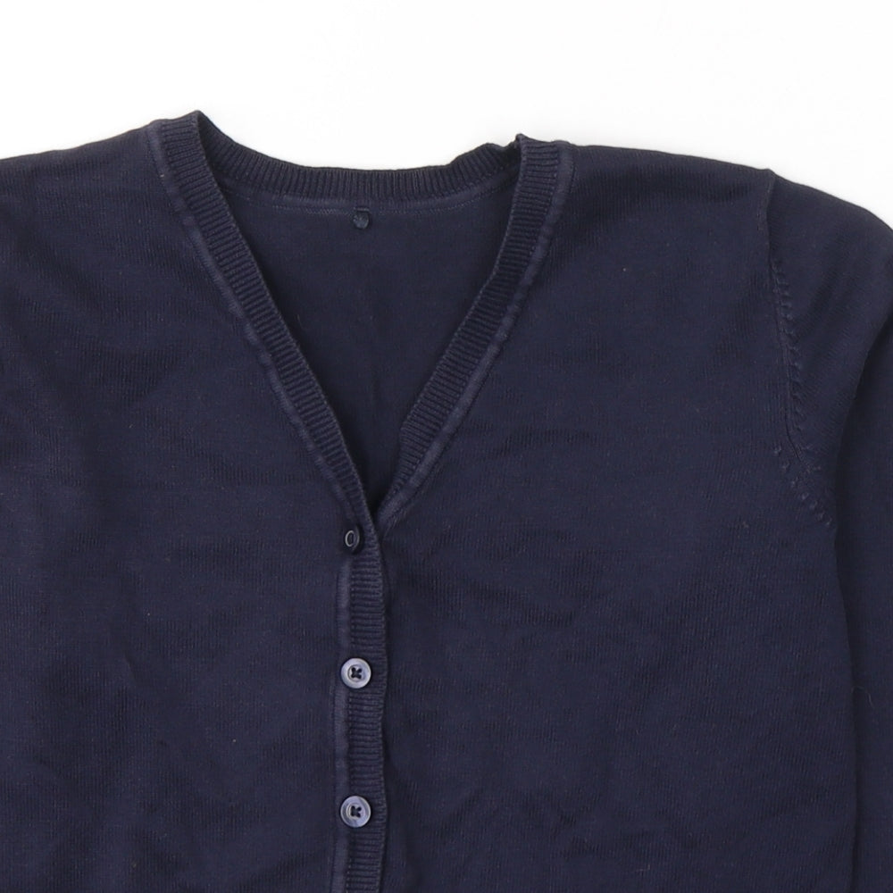 George Girls Blue V-Neck  Cotton Cardigan Jumper Size 9-10 Years  Button