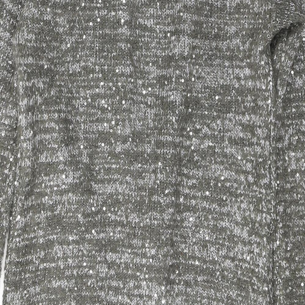 NEXT Womens Grey V-Neck  Polyester Cardigan Jumper Size 8