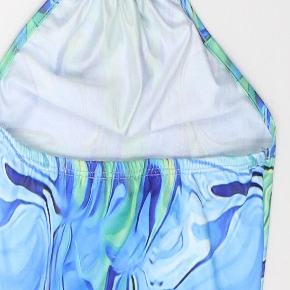 SheIn Womens Blue Tie Dye Polyester Bodycon  Size XS  Halter Tie