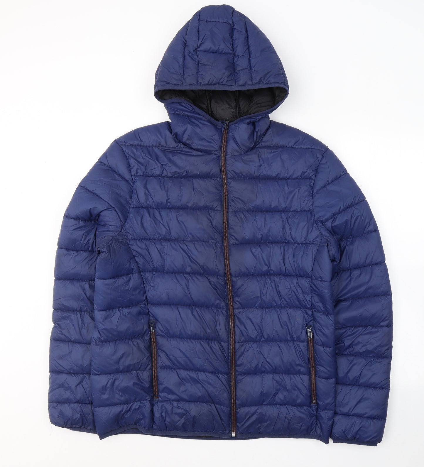 George Mens Blue   Puffer Jacket Coat Size L  Zip