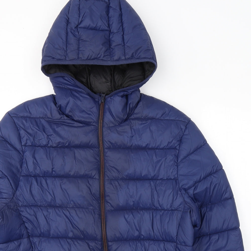 George Mens Blue   Puffer Jacket Coat Size L  Zip