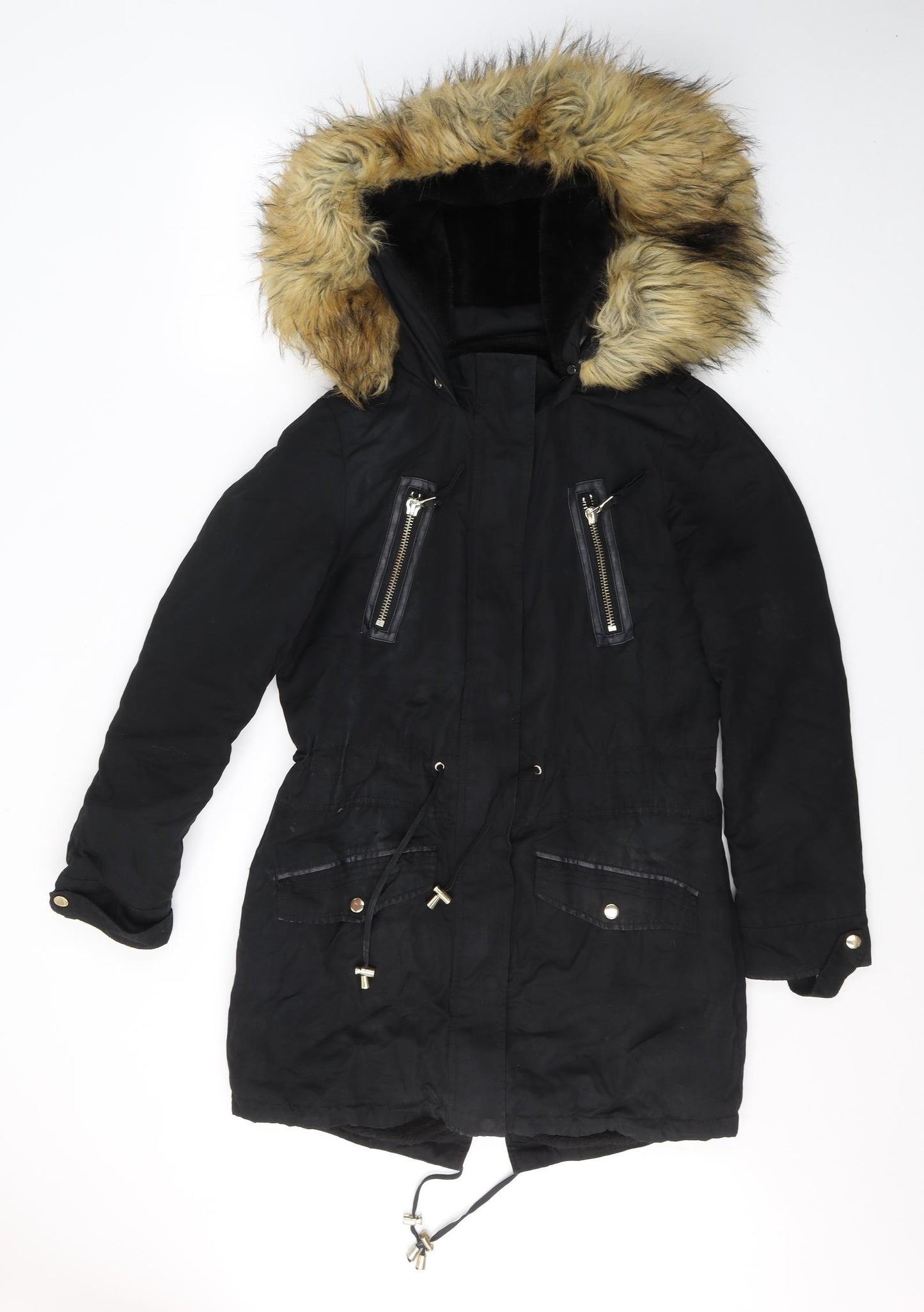 Miss Selfridge Womens Black   Trench Coat Coat Size 8  Zip