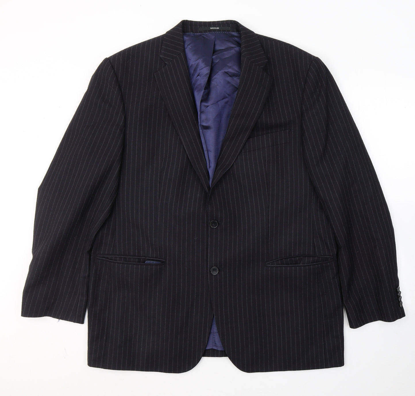 ZIGNONE Mens Black Striped Wool Jacket Suit Jacket Size 44