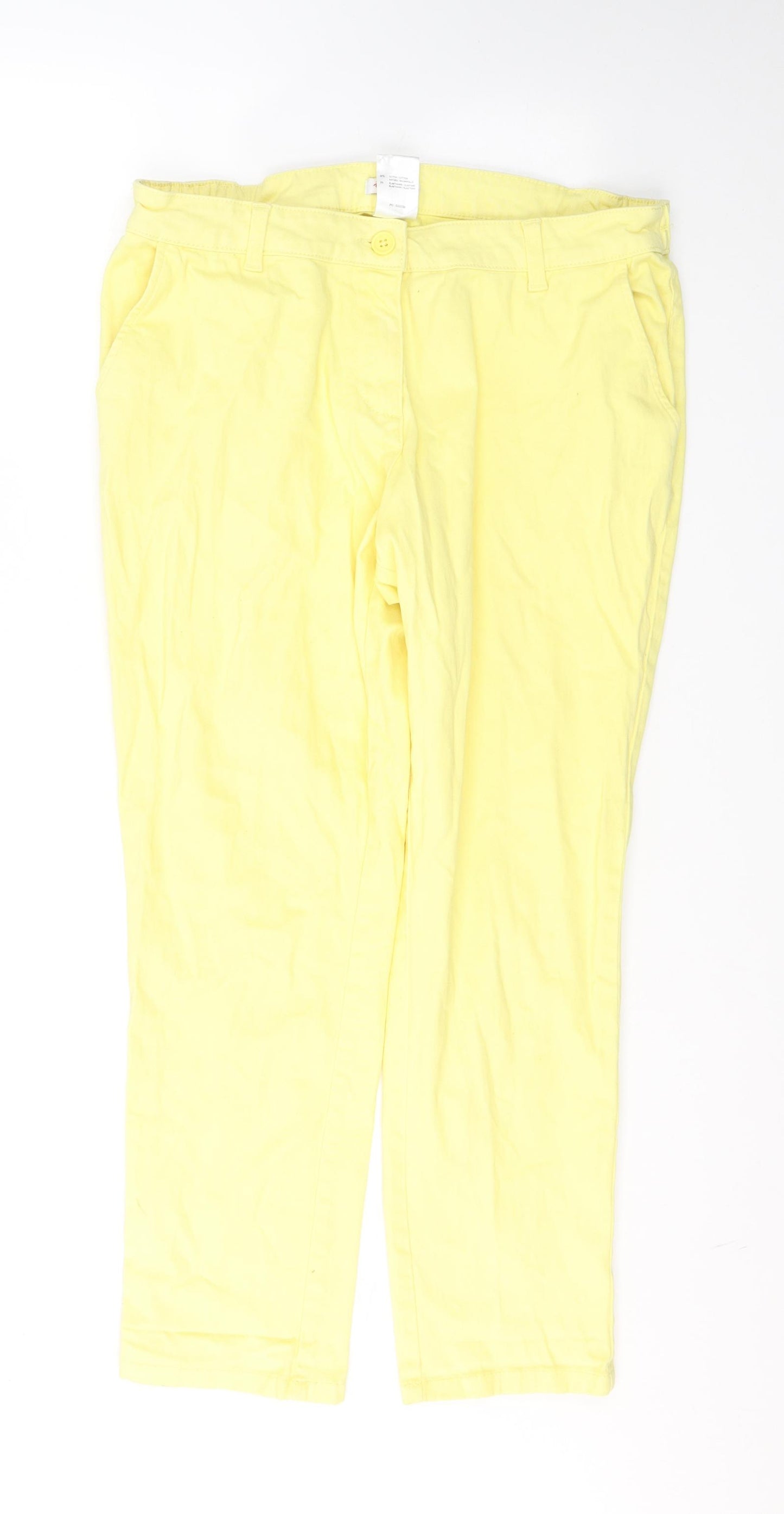 Damart Womens Yellow  Cotton Cropped Jeans Size 16 L25 in Regular Button