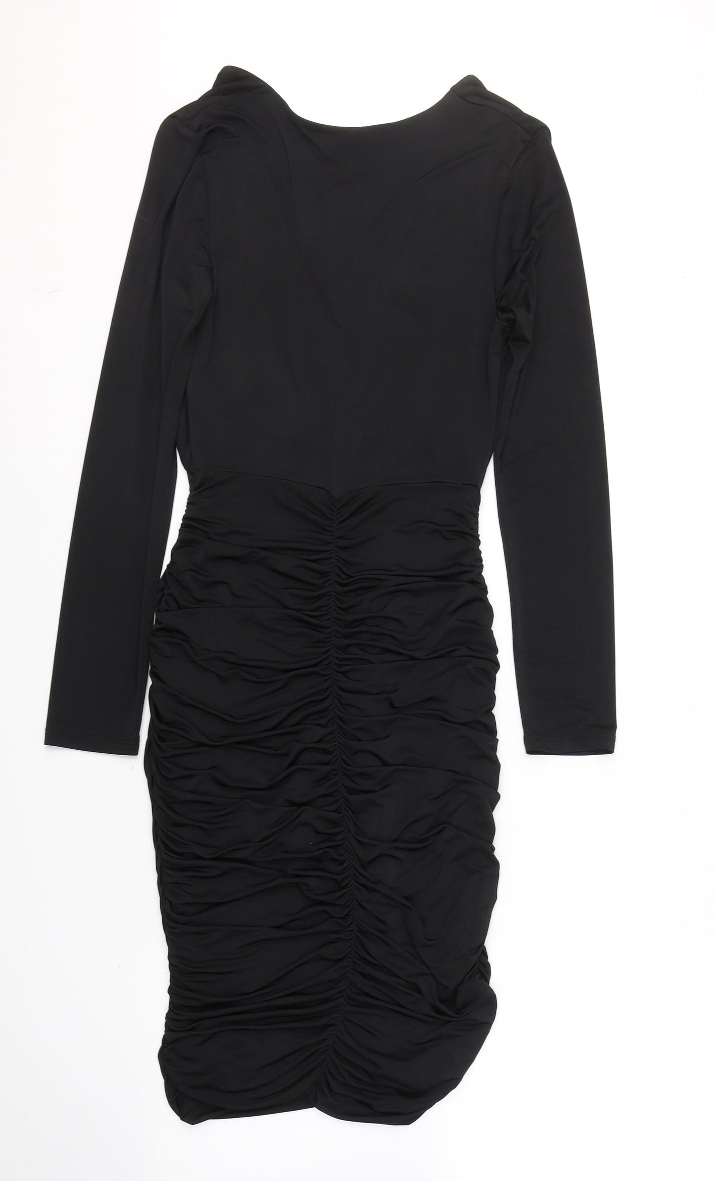 Lipsy Womens Black  Polyester Bodycon  Size 10  V-Neck Pullover