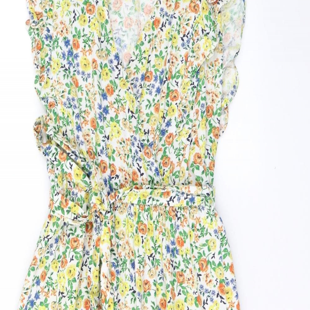 F&F Womens Multicoloured Floral Cotton Maxi  Size 10  V-Neck Pullover