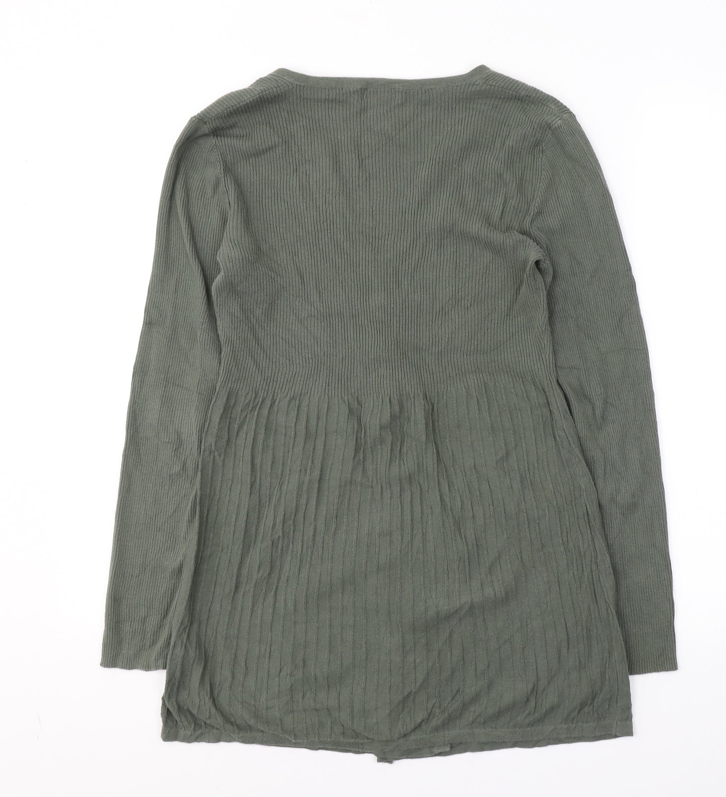Monsoon Womens Green V-Neck  Cotton Cardigan Jumper Size 12