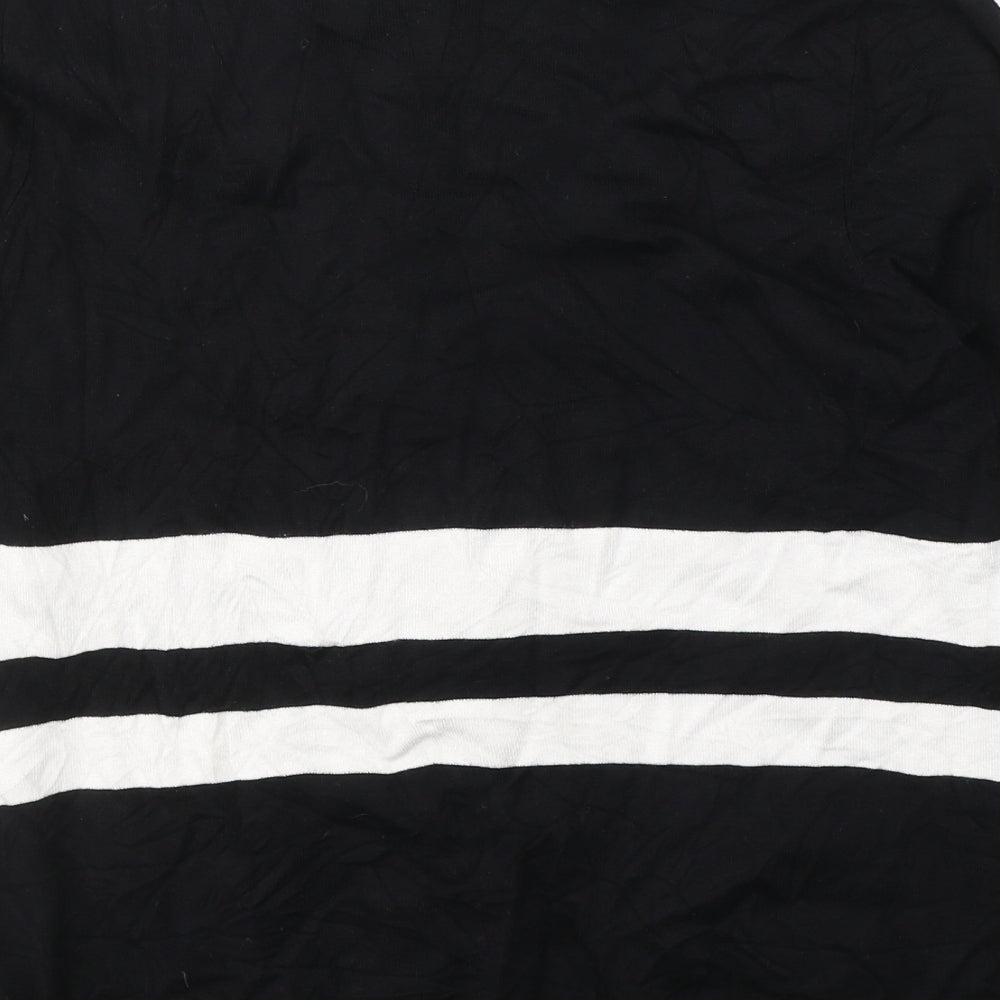 Linda Matthew Womens Black V-Neck Striped Acetate Cardigan Jumper Size M