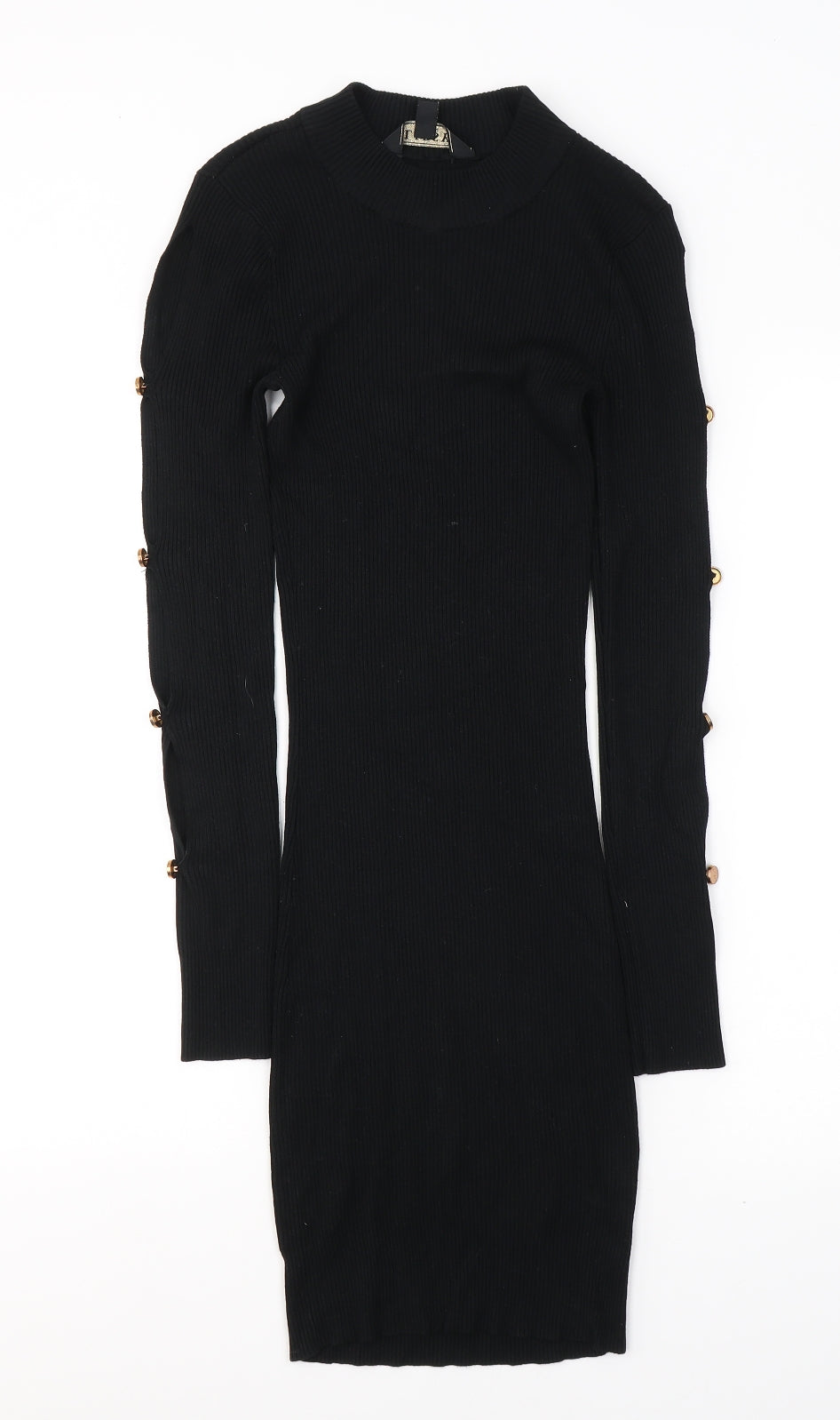Lipsy Womens Black  Polyester Pencil Dress  Size 10  Round Neck Pullover