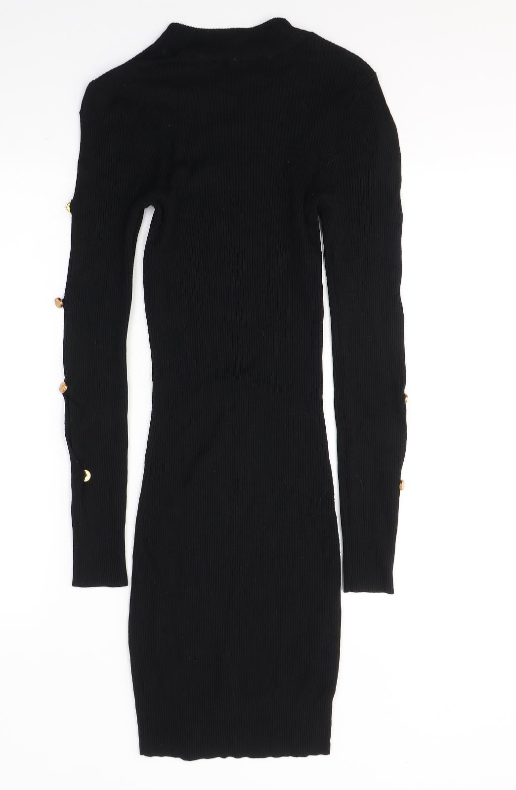 Lipsy Womens Black  Polyester Pencil Dress  Size 10  Round Neck Pullover