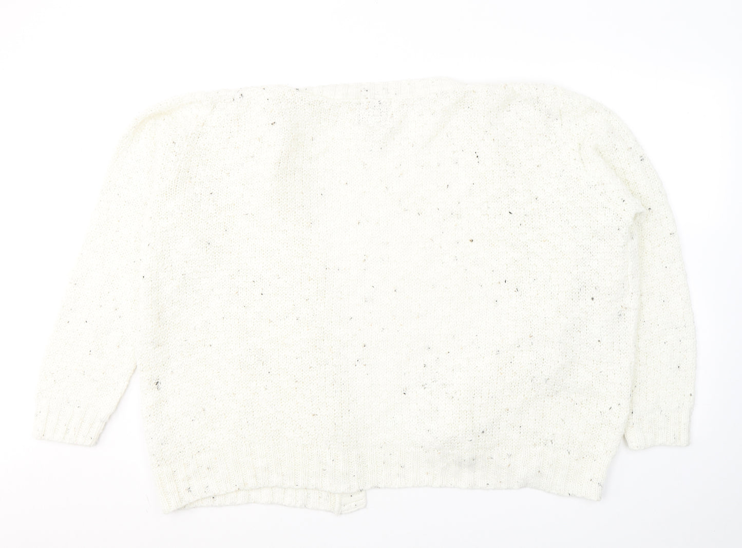 Originals Womens White V-Neck  Acrylic Cardigan Jumper Size XL