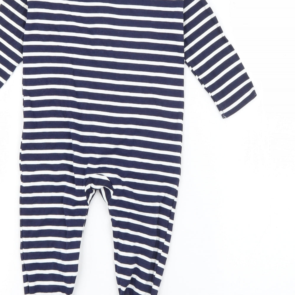 George Baby Blue Striped Cotton Babygrow One-Piece Size 9-12 Months  Snap - Batman