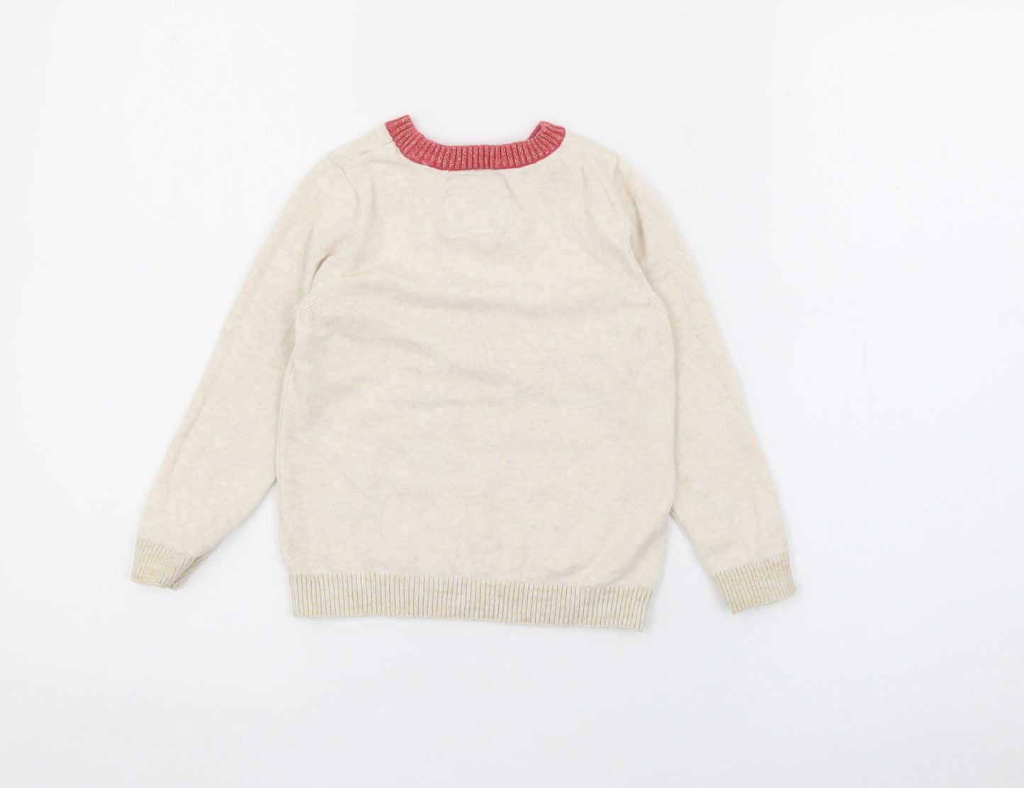 TU Girls Beige Crew Neck  Cotton Pullover Jumper Size 4 Years   - Horse